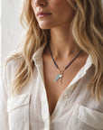 Natural Sapphire Necklace, Hand Knotted Gemstone Necklace, 4mm Blue Sapphire Beaded Necklace, Gold Filled Charm Holder, September Birthstone - Melt'm Jewelry
