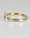 14k Gold Diamond Initial Ring, Personalized Square Band Monogram Ring - Melt'm Jewelry