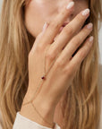 Gold Slave Bracelet, Garnet Hand Chain Bracelet - Melt'm Jewelry