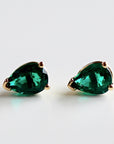 Genuine Pear Emerald Earrings 14k Gold - Melt'm Jewelry