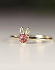October Birthstone Bunny Ring 14k Gold - Opal or Pink Tourmaline - Melt'm Jewelry