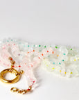 Hand Knotted Rondelle Moonstone Necklace on Rainbow Silk, Gold Filled Figure Eight Charm Holder - Melt'm Jewelry