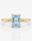14k Gold Emerald Cut Aquamarine Ring - Melt'm Jewelry