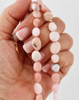 Pink Opal Necklace, Hand Knotted Silk Gemstone Necklace, Natural Pink Opal Pebble Beads, Gold Filled Necklace, October Birthstone Jewelry - Melt'm Jewelry