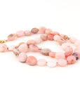Pink Opal Necklace, Hand Knotted Silk Gemstone Necklace, Natural Pink Opal Pebble Beads, Gold Filled Necklace, October Birthstone Jewelry - Melt'm Jewelry
