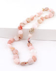 Pink Opal Necklace, Hand Knotted Silk Gemstone Necklace, Natural Pink Opal Pebble Beads, Gold Filled Necklace, October Birthstone Jewelry - Melt'm Jewelry