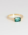 One of a Kind Green Tourmaline Ring, 14K Solid Gold Baguette Ring, October Birthstone Ring, East West Gemstone Ring - Melt'm Jewelry