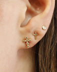 14k Solid Gold Cross Stud Earrings (SINGLE OR PAIR) - Melt'm Jewelry