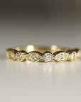 Art Deco Wedding Band 14k Solid Gold, Milgrain Diamond Wedding Ring - Melt'm Jewelry