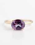 Color Change Sapphire Ring 14K Gold, East West Oval Lab Grown Sapphire Ring, Purple Sapphire Engagement Ring, Alternative Bridal Ring - Melt'm Jewelry