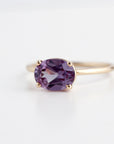 Color Change Sapphire Ring 14K Gold, East West Oval Lab Grown Sapphire Ring, Purple Sapphire Engagement Ring, Alternative Bridal Ring - Melt'm Jewelry