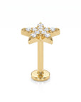 CZ Diamond Star Earring 14k Solid Gold, Internally Threaded Flat Back Earring (SINGLE) - Melt'm Jewelry