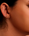 Music Note Flat Back Earrings 14k Solid Gold (SINGLE OR PAIR), Music Lover Stack Earrings - Melt'm Jewelry