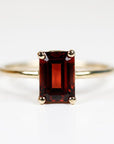 14k Gold Emerald Cut Garnet Ring - Melt'm Jewelry
