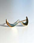 14k Solid Gold Crescent Moon Earrings, Moon Stud Earrings - Melt'm Jewelry