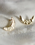 14k Solid Gold Crescent Moon Earrings, Moon Stud Earrings - Melt'm Jewelry