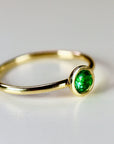 14k Gold Bezel Set Emerald Ring, Stacking Minimalist Gemstone Ring - Melt'm Jewelry