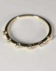 Dainty Diamond Ring 14k Solid Gold – Milgrain Bezel Set 6 Diamond Minimalist Stacking Dot Ring Gift for Her - Melt'm Jewelry