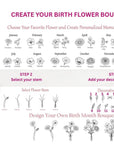 Birth Flower Bouquet Oval Disc Necklace, Combined Family Birth Flower Necklace - Melt'm Jewelry