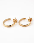 14K Solid Gold Diamond Open Hoop Earrings, C Shaped Gold Hoops, Star Set Diamond Earrings, Post Back Hoops, 14mm Gold Earrings