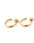 14K Solid Gold Diamond Open Hoop Earrings, C Shaped Gold Hoops, Star Set Diamond Earrings, Post Back Hoops, 14mm Gold Earrings