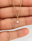 Lab Grown Heart Diamond Necklace, 14K Gold Floating Diamond Pendant, Drilled Heart Shaped Diamond Necklace, Solitaire Gift for Her