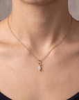 Marquise Diamond Necklace, Lab Grown Diamond Pendant, 14K Gold Floating Drilled Diamond, Dainty Solitaire Necklace - Melt'm Jewelry
