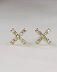 Diamond X Stud Earrings in 14k Yellow Gold - Melt'm Jewelry