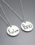 Actual Handwriting Disk Necklace, Kids Name Gold Pendant - Melt'm Jewelry