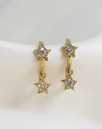 Diamond Star Huggie Hoop Earrings Dangling in 14k Gold (SINGLE OR PAIR) - Melt'm Jewelry