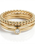 Dainty Diamond Ring 14k Solid Gold – Tiny Bezel Set Diamond Solitaire Stacking Ring - Melt'm Jewelry