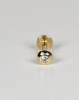 Cz Ball Flat Back Earrings 14k Solid Gold (SINGLE OR PAIR), Internally Threaded Earrings (SINGLE or PAIR) - Melt'm Jewelry