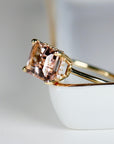 Emerald Cut Morganite Ring 14k Solid Gold - Melt'm Jewelry