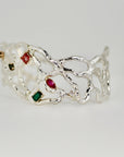Multi-Gem Gemstone Cuff Bracelet in Sterling Silver and 14k Gold Set- One of A Kind - Melt'm Jewelry