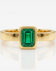 Bezel Set Emerald Ring 14k Solid Gold - Melt'm Jewelry