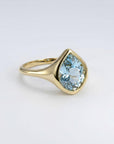 Fancy Cut Aquamarine Bezel Set Ring, Gold Statement Ring - Melt'm Jewelry