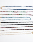 Multi Color Tourmaline Beaded Necklace, Hand Knotted Dark Pink Silk Strand - Melt'm Jewelry