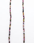 Multi Color Tourmaline Beaded Necklace, Hand Knotted Dark Pink Silk Strand - Melt'm Jewelry