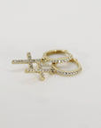 Diamond Cross Hoop Earrings (SINGLE or PAIR) - Melt'm Jewelry