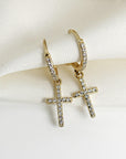 Diamond Cross Hoop Earrings (SINGLE or PAIR) - Melt'm Jewelry