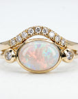 Ethiopian Opal Ring 14k Solid Gold – Diamond & Oval Opal Engagement Ring, Handmade October Birthstone Ring, Anniversary Gift for Her - Melt'm Jewelry