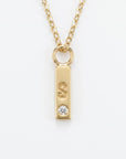 14k Solid Gold Vertical Bar Initial Necklace - Melt'm Jewelry