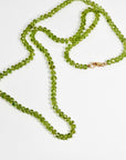 Peridot Rondelle Necklace on Silk, 23" Hand Knotted Strand with Gold Filled Lobster Clasp, August Birthstone - Melt'm Jewelry