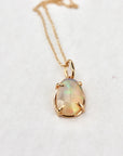 Ethiopian Opal Pendant, 12x8mm Rose Cut Opal, 14K Solid Gold Necklace, Natural Freeform Opal, Pendant Only or with Chain