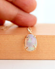Ethiopian Opal Pendant, 12x8mm Rose Cut Opal, 14K Solid Gold Necklace, Natural Freeform Opal, Pendant Only or with Chain - Melt'm Jewelry
