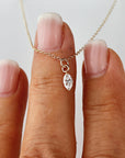 Marquise Diamond Necklace, Lab Grown Diamond Pendant, 14K Gold Floating Drilled Diamond, Dainty Solitaire Necklace - Melt'm Jewelry