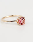 Natural Pink Tourmaline Ring, 14K Solid Gold Solitaire Ring, October Birthstone Jewelry, Dainty Pink Gemstone Ring - Melt'm Jewelry