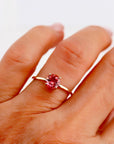 Natural Pink Tourmaline Ring, 14K Solid Gold Solitaire Ring, October Birthstone Jewelry, Dainty Pink Gemstone Ring - Melt'm Jewelry
