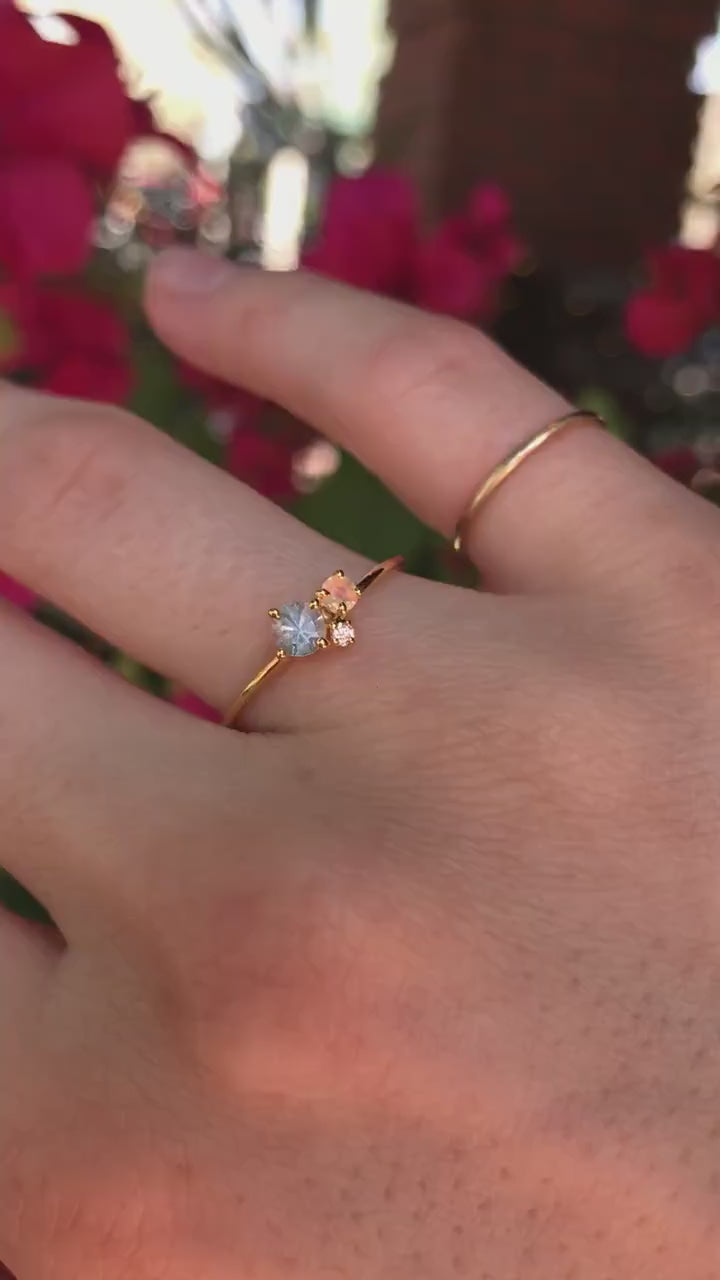 Opal and aquamarine store engagement ring