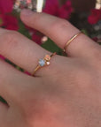 Dainty Aquamarine, Opal, Diamond Cluster Ring